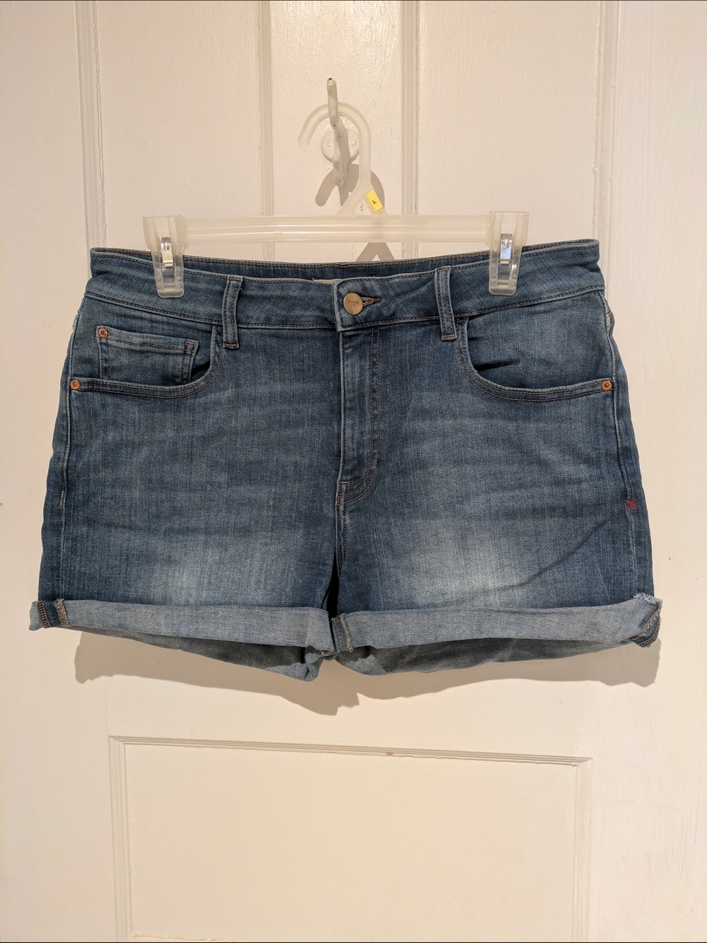 Warp + Weft Light Blue Rolled Hem Denim Shorts